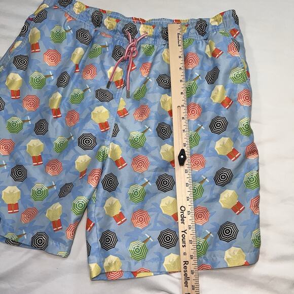 Peter Millar Swim Trunks Men Size L Blue Umbrella Legs Print Shorts Beach Preppy - Picture 3 of 16